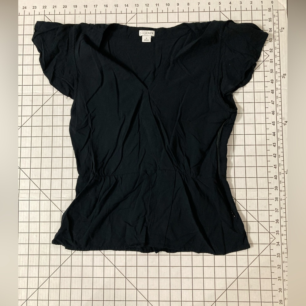 J by J. Crew Women’s Size 6‎ Black Flutter Sleeve Side Zip Blouse